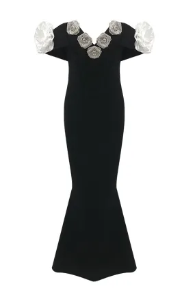 3D Floral Mermaid Maxi Bandage Dress