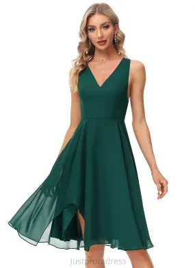 A-Line Chiffon Cocktail Kaylie Dress Knee-Length V-neck Cocktail Dresses
