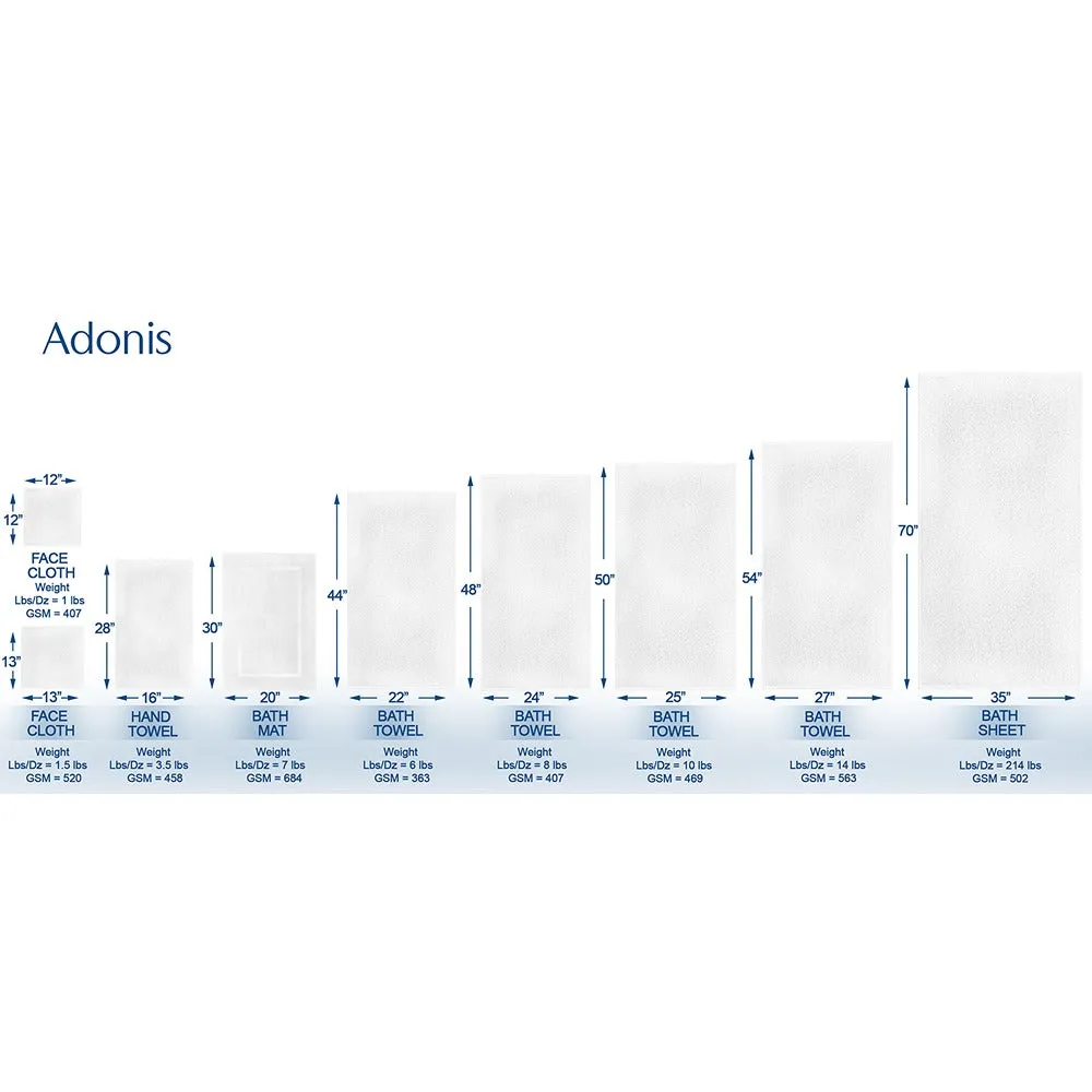 ADONIS Hand Towels 16" x 28" #3.60 Lbs/dz Standard Full Terry 24/Pack