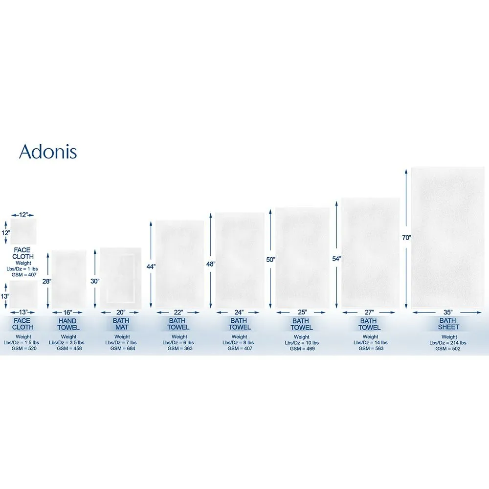 ADONIS Luxury Bath Towel 27" x 54" #14.00Lbs/dz Standard Full Terry 6/Pack Color IVORY