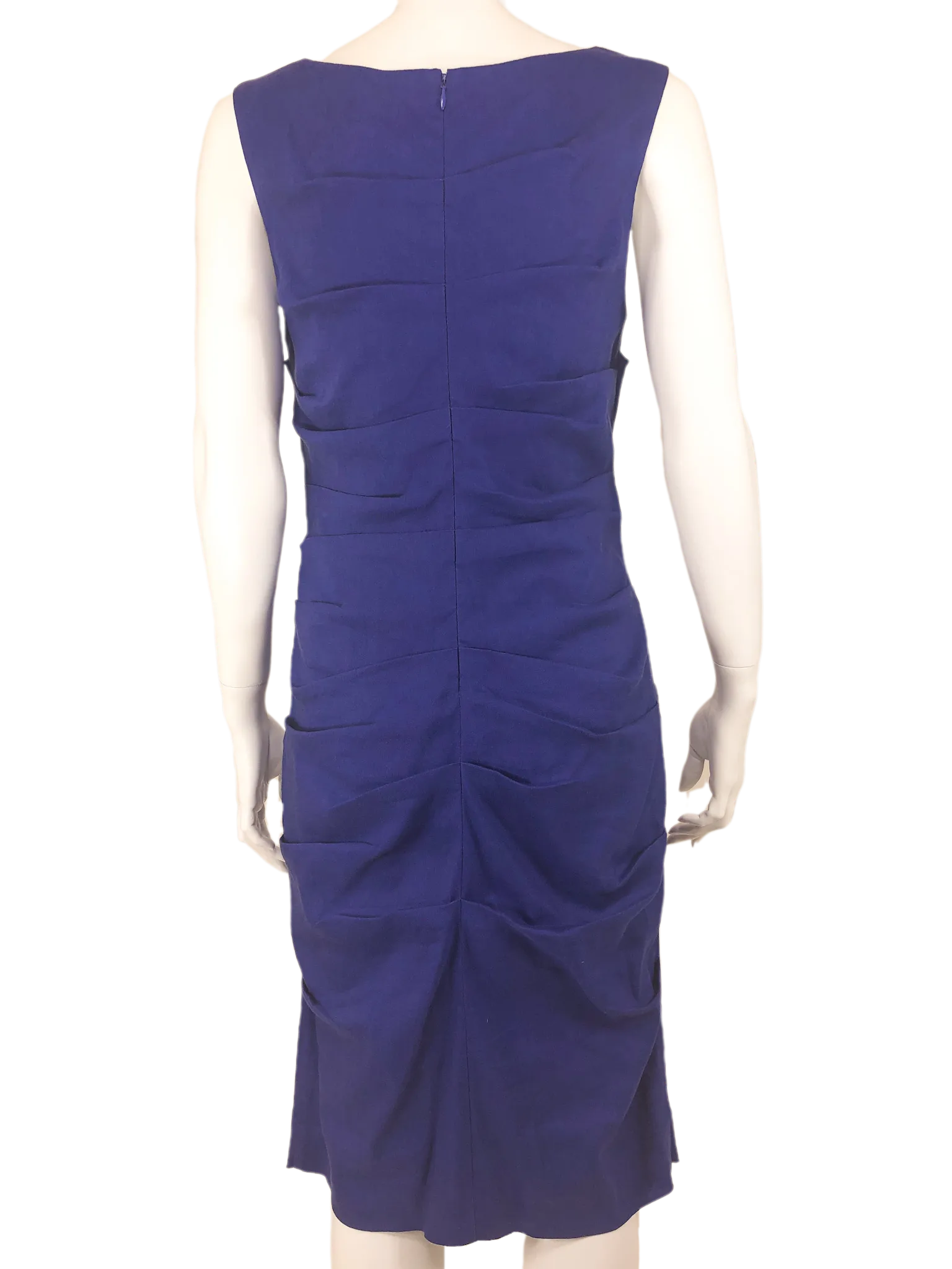Artelier Nicole Miller, Women's Ruched Linen Dress, Cobalt, Size 6