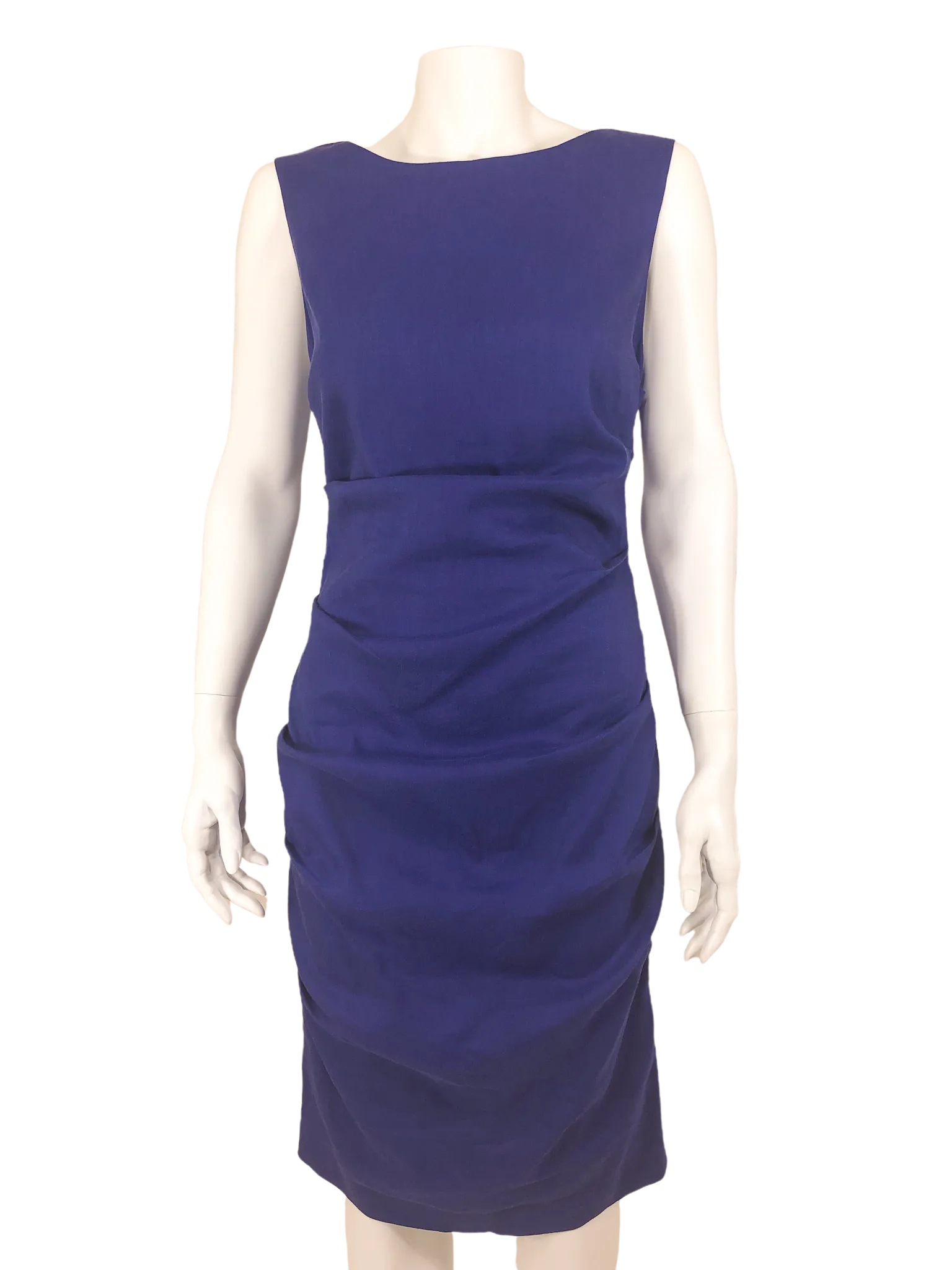 Artelier Nicole Miller, Women's Ruched Linen Dress, Cobalt, Size 6