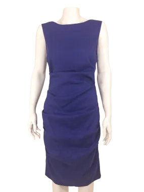 Artelier Nicole Miller, Women's Ruched Linen Dress, Cobalt, Size 6