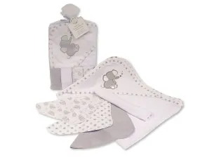 Baby Hooded Towel and Wash Cloth Set - Grey-  (PK6) Gp-25-1058g