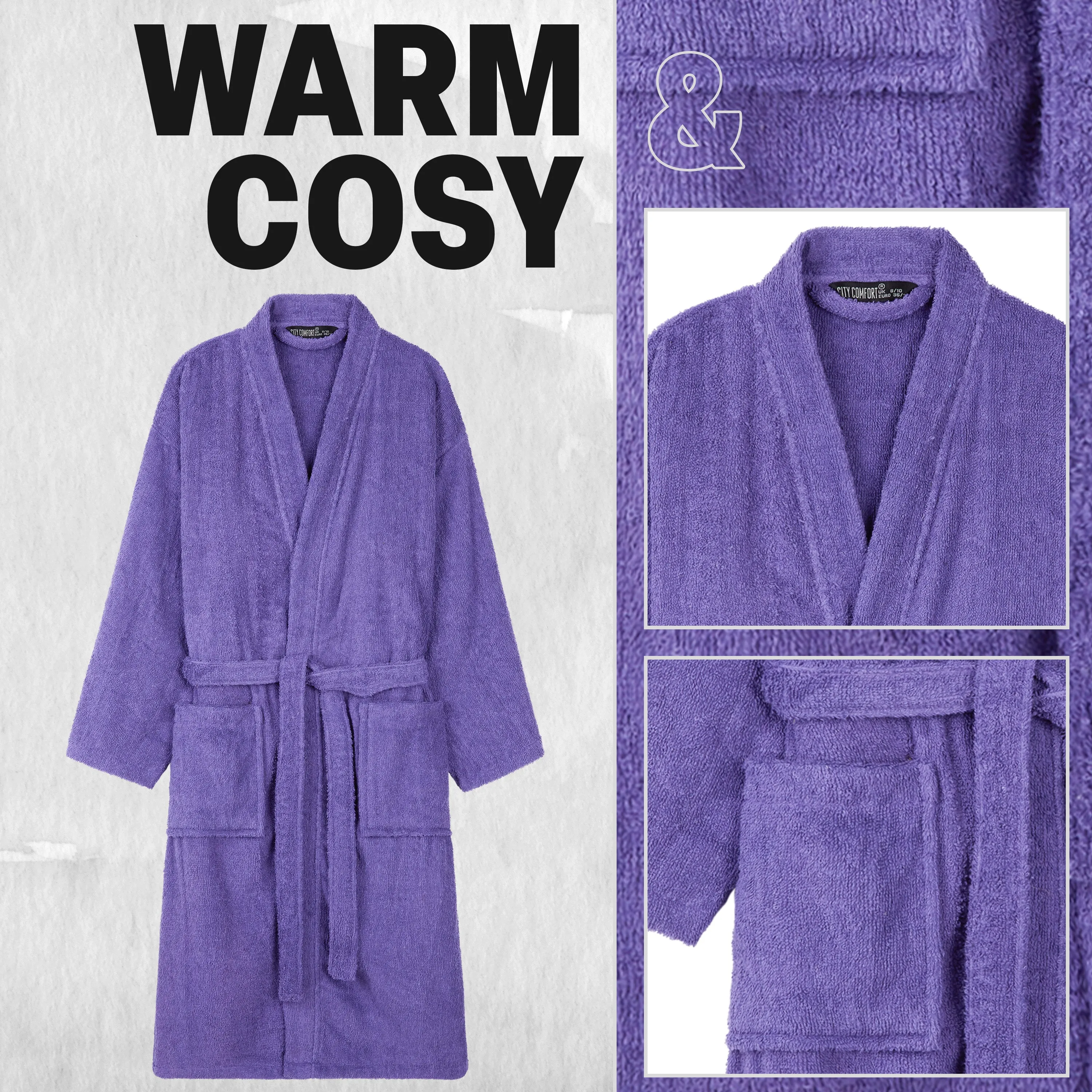 Bath Robes for Women - Absorbent Cotton Terry Towelling Bathrobe