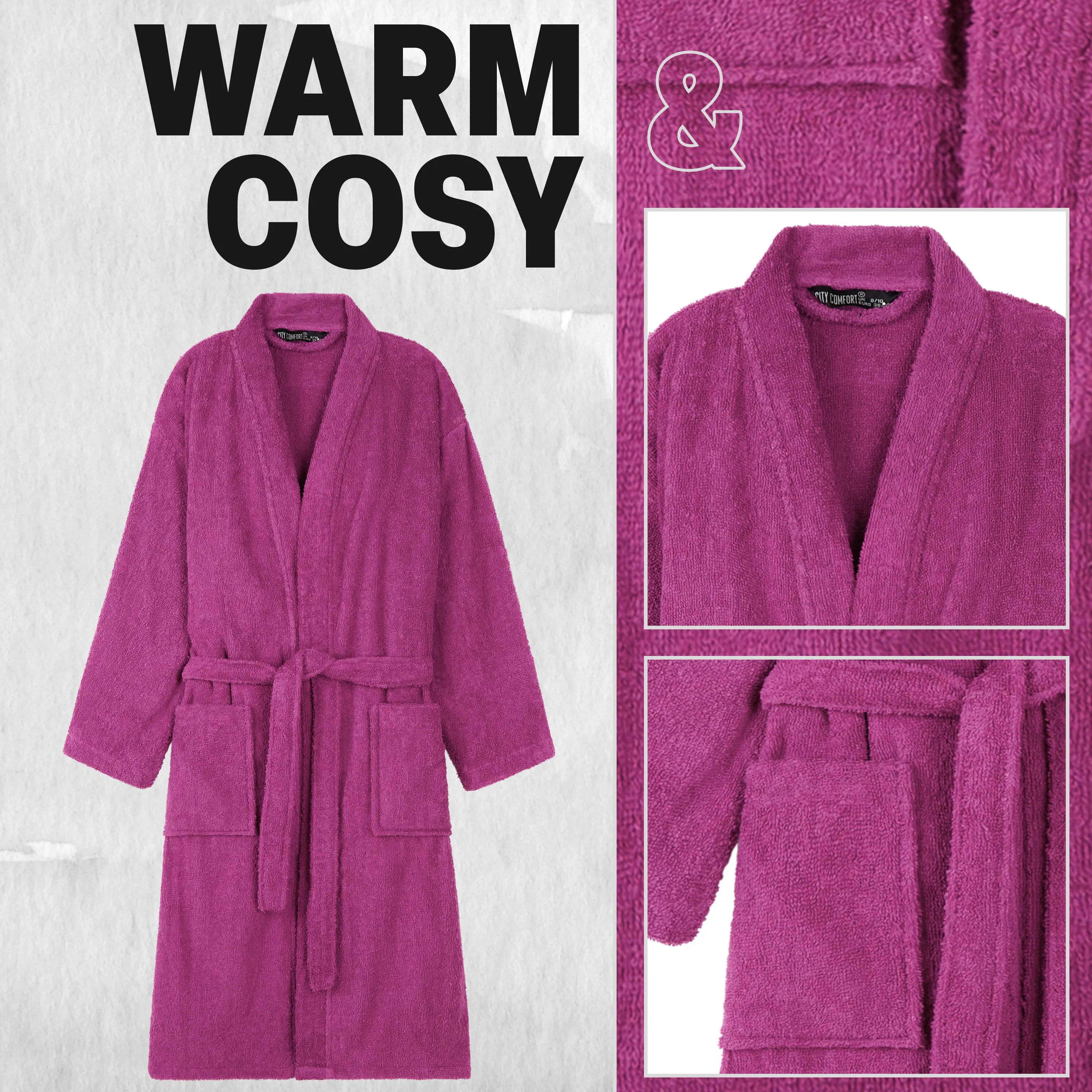 Bath Robes for Women - Absorbent Cotton Terry Towelling Bathrobe