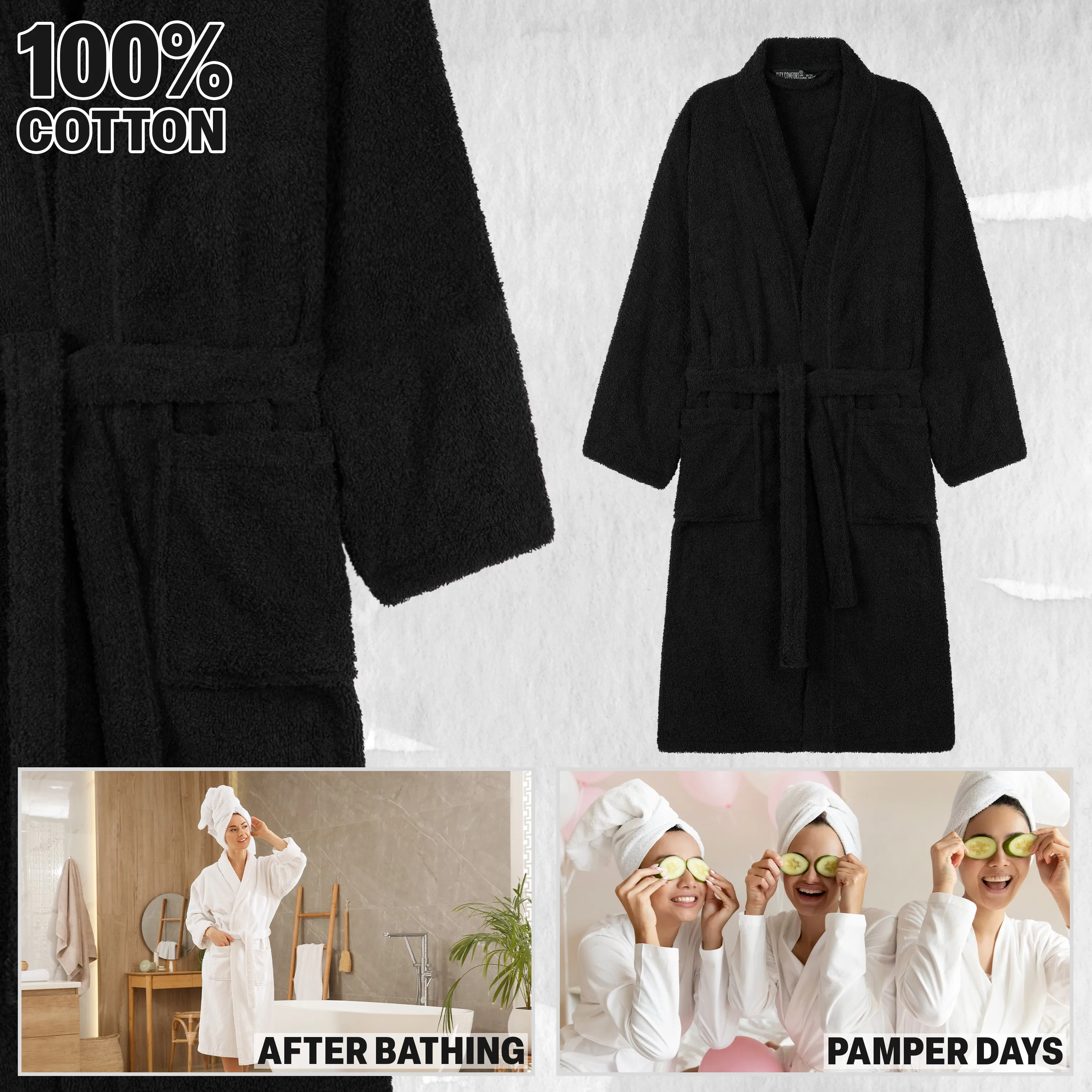 Bath Robes for Women - Absorbent Cotton Terry Towelling Bathrobe