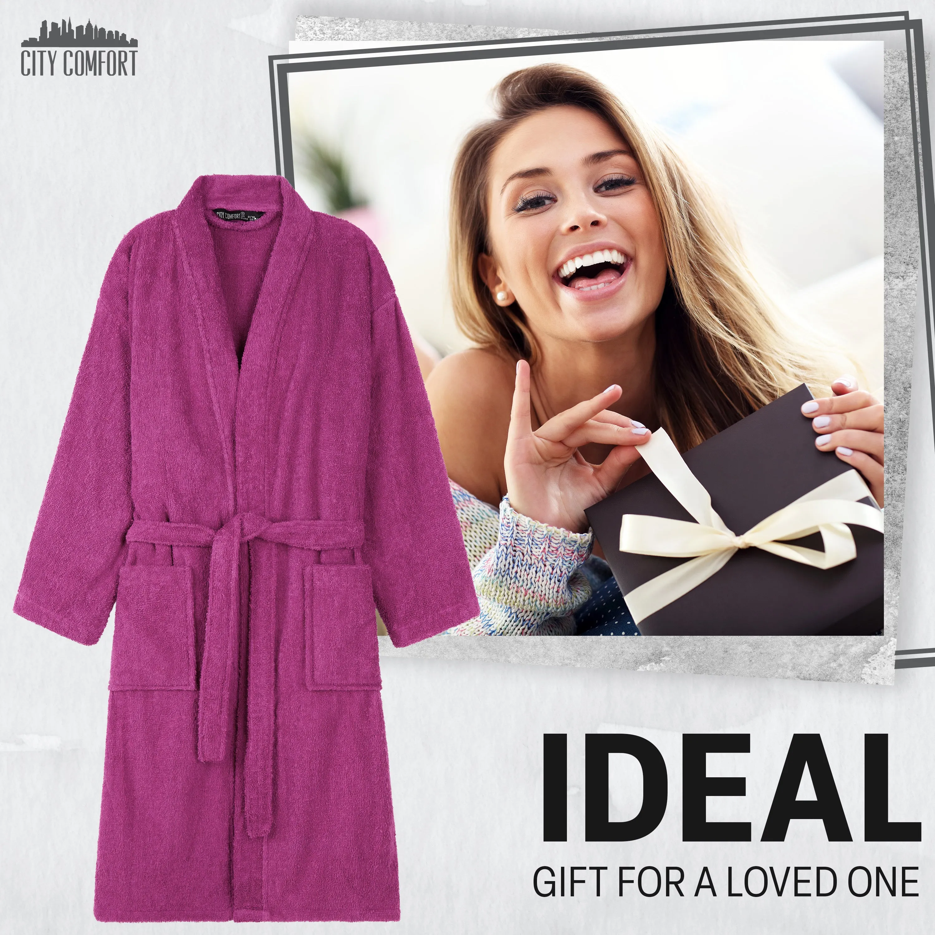 Bath Robes for Women - Absorbent Cotton Terry Towelling Bathrobe