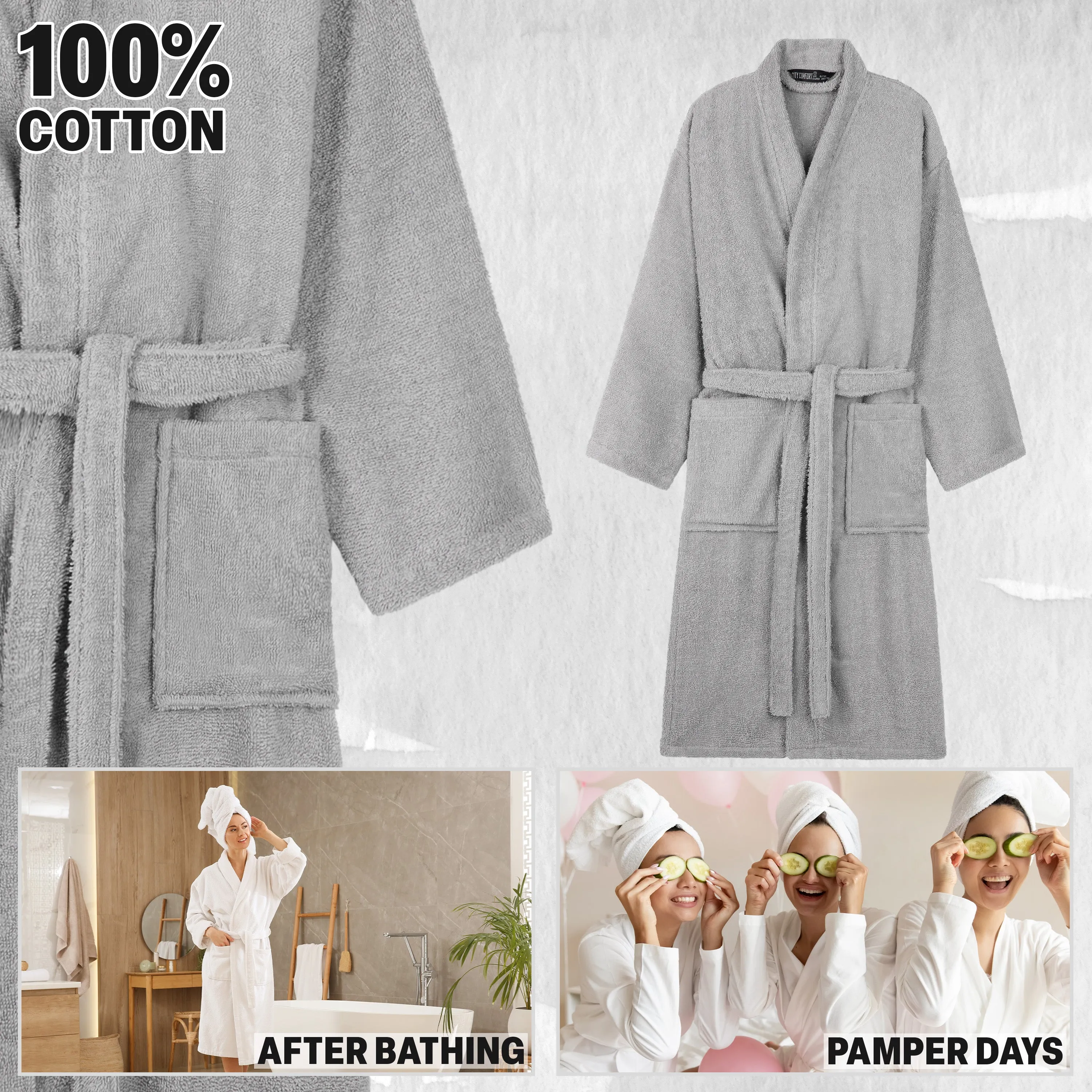 Bath Robes for Women - Absorbent Cotton Terry Towelling Bathrobe