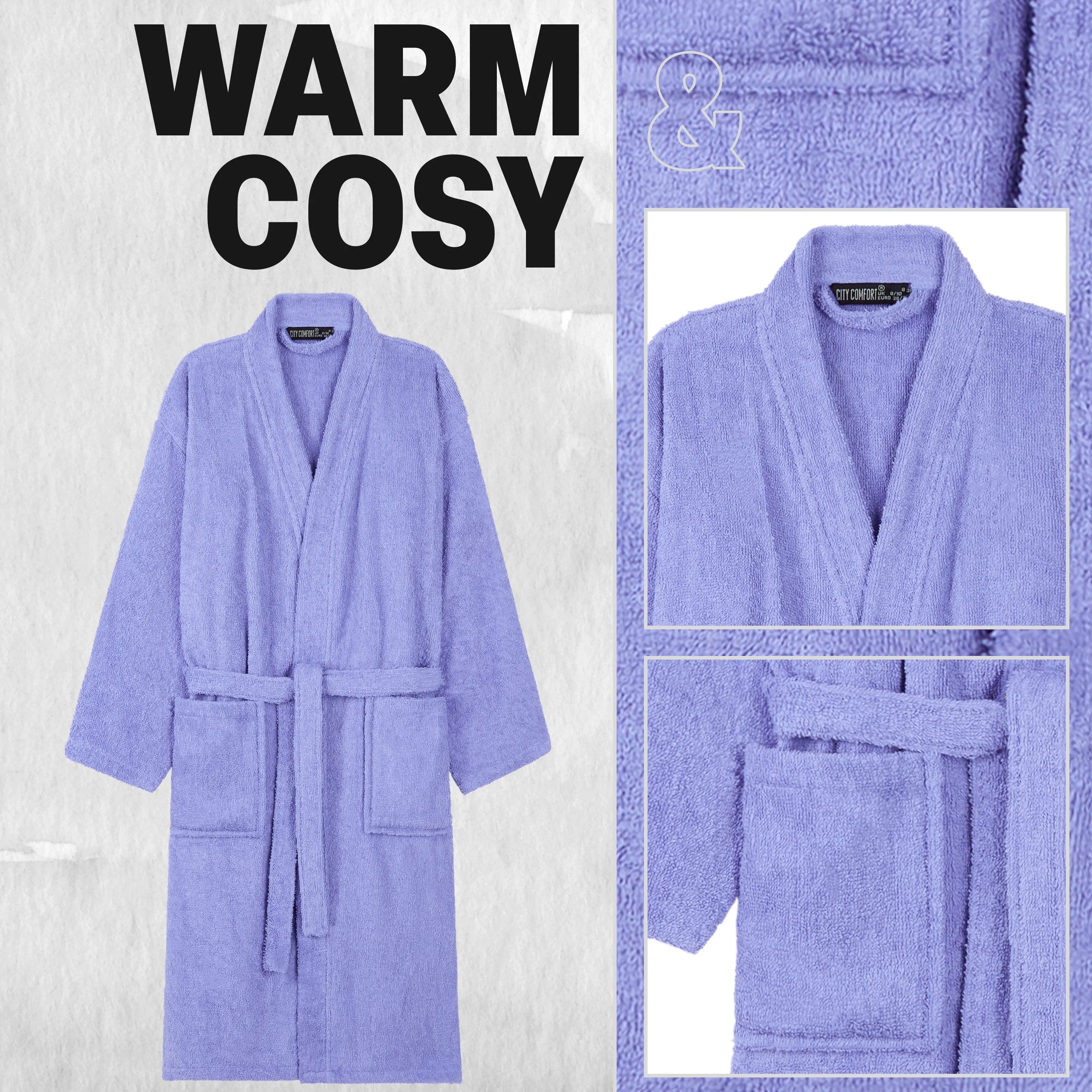 Bath Robes for Women - Absorbent Cotton Terry Towelling Bathrobe