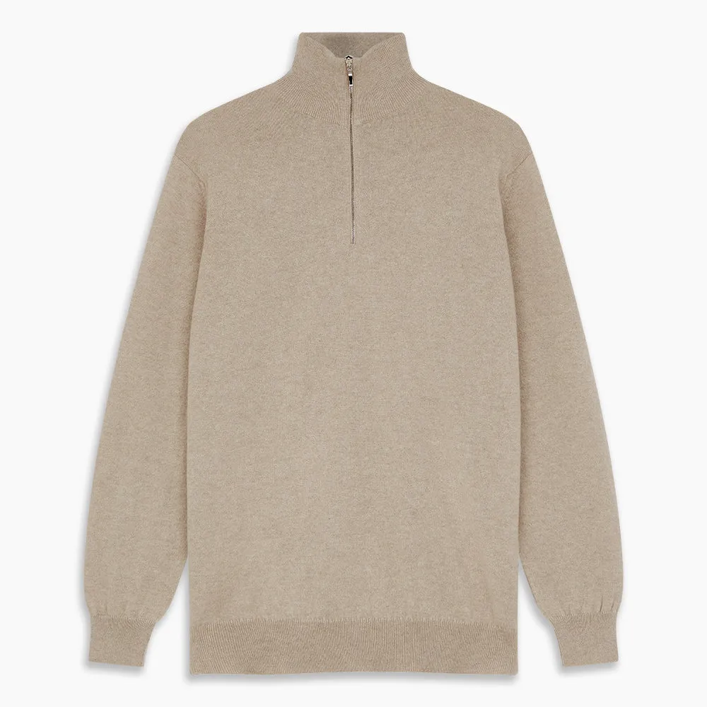 Beige Lennox Half-Zip Jumper