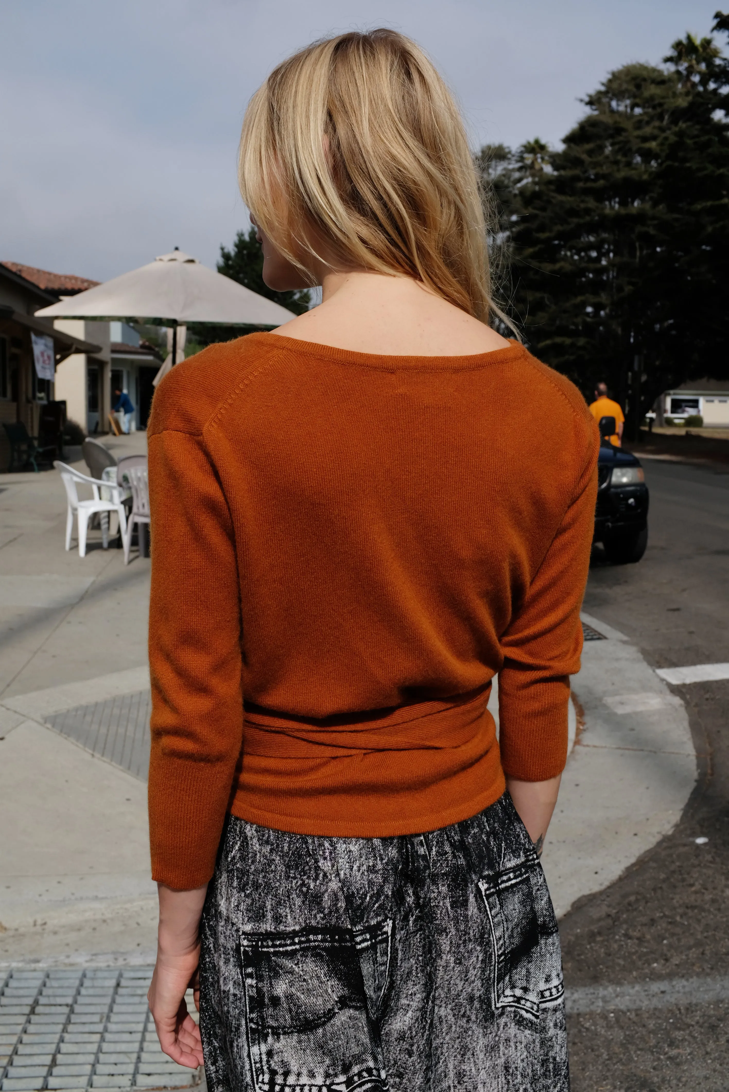 Beklina Cashmere Ballet Wrap Sweater Kabocha