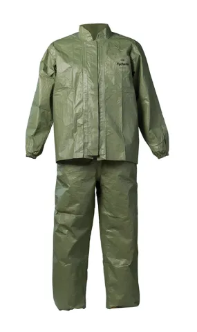 Bib Overall & Jacket Combo - DuPont Tychem® 2000 SFR Elastic Wrists, Open Ankles, Taped Seams, Green (Case of 4) QS750T