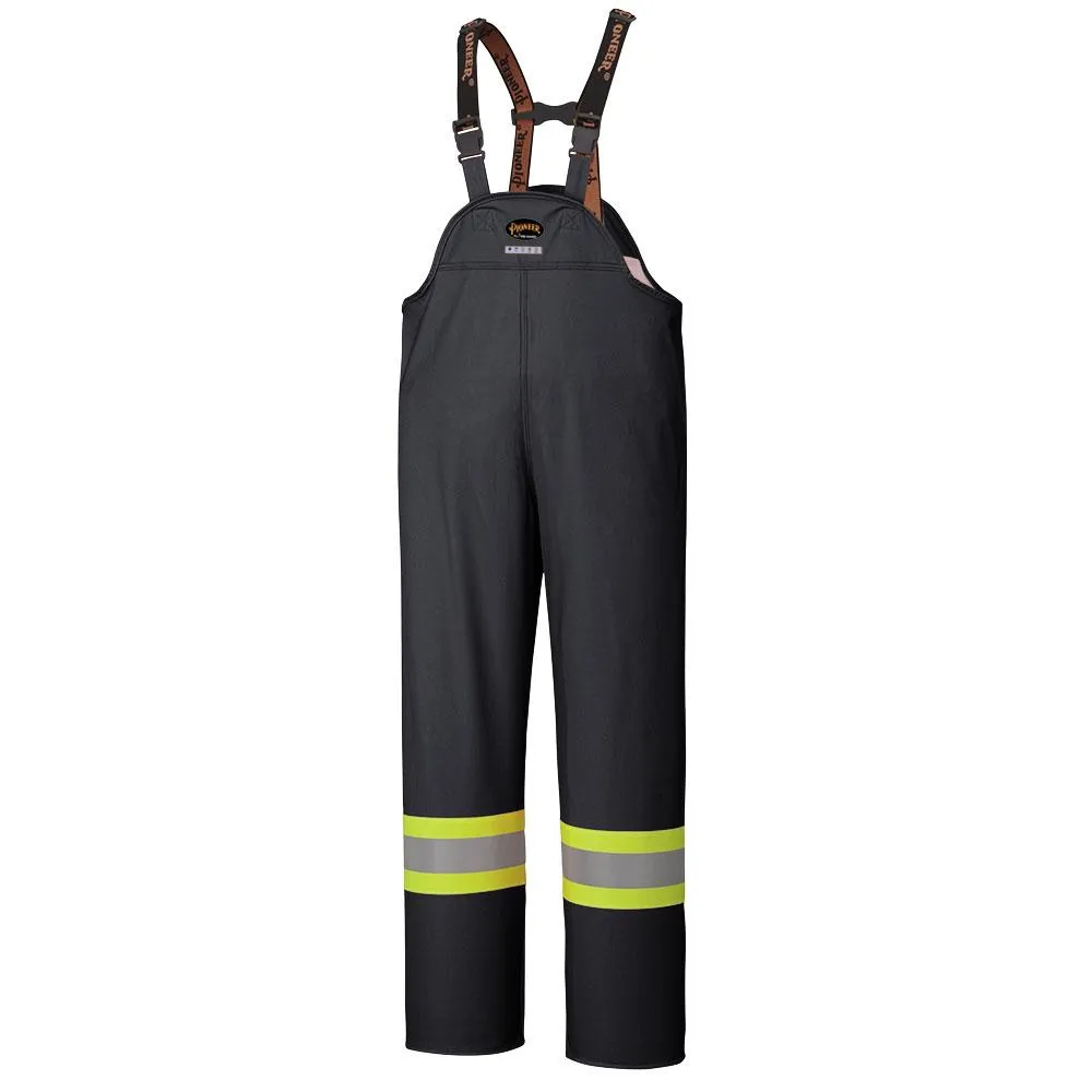 Bib Pants - Pioneer Hi-Viz Flame Resistant Waterproof Polyurethane Stretch Safety Bib Pants, 5893 / 5895 / 5895BK