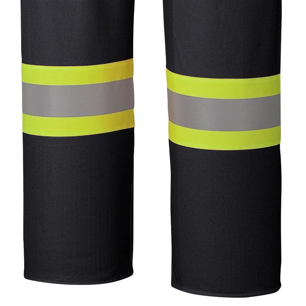 Bib Pants - Pioneer Hi-Viz Flame Resistant Waterproof Polyurethane Stretch Safety Bib Pants, 5893 / 5895 / 5895BK