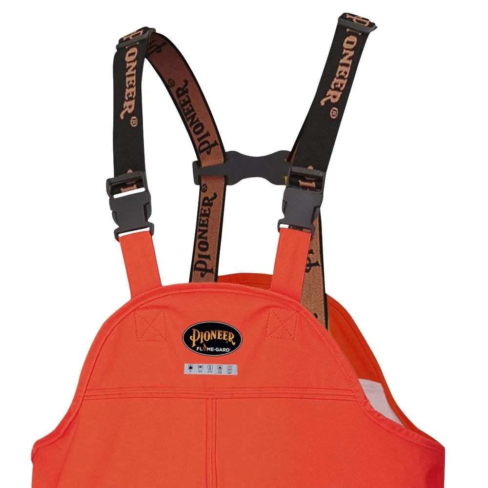 Bib Pants - Pioneer Hi-Viz Flame Resistant Waterproof Polyurethane Stretch Safety Bib Pants, 5893 / 5895 / 5895BK