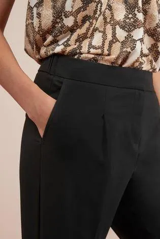Black Elastic Back Tapered Trousers