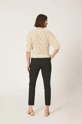 Black Elastic Back Tapered Trousers