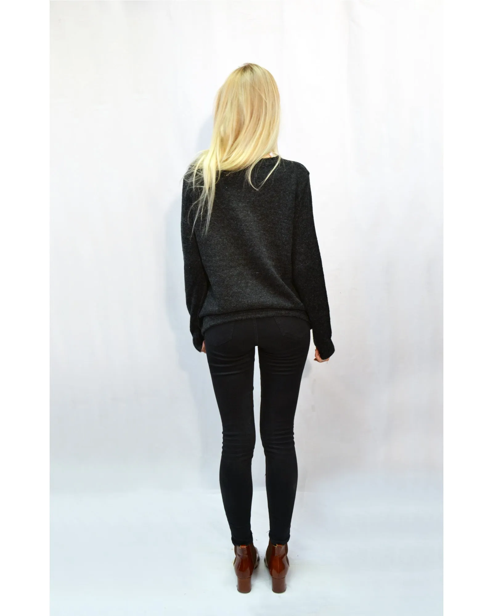 Black Faux Fur Detail Jumper