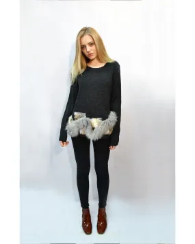 Black Faux Fur Detail Jumper