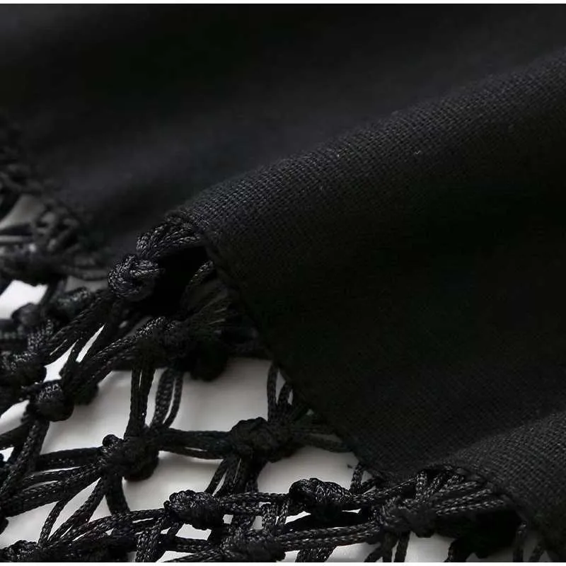 Black Linen Tassel Fringe Dress