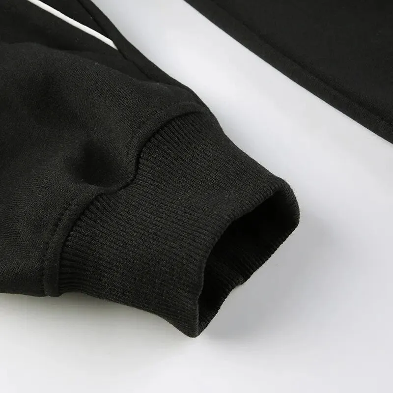 Black Oversized Stripe Spliced Long Sleeves Top