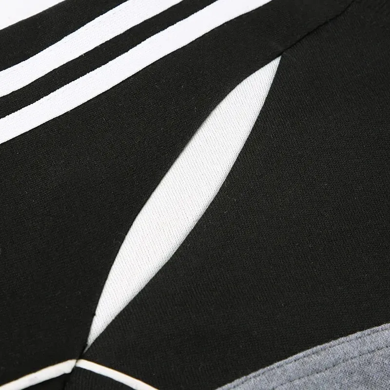 Black Oversized Stripe Spliced Long Sleeves Top