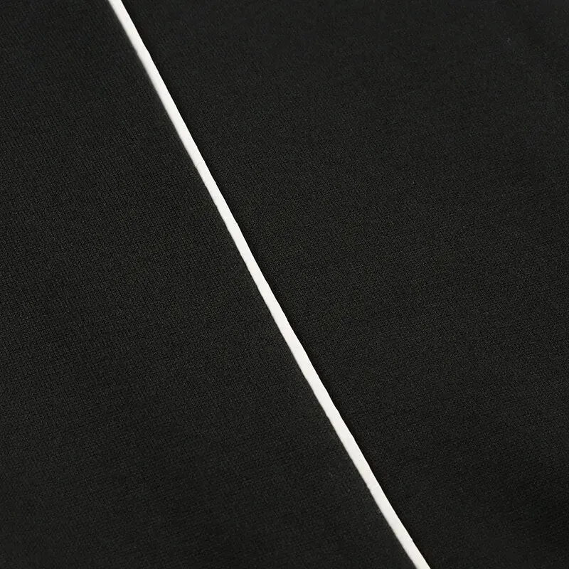 Black Oversized Stripe Spliced Long Sleeves Top