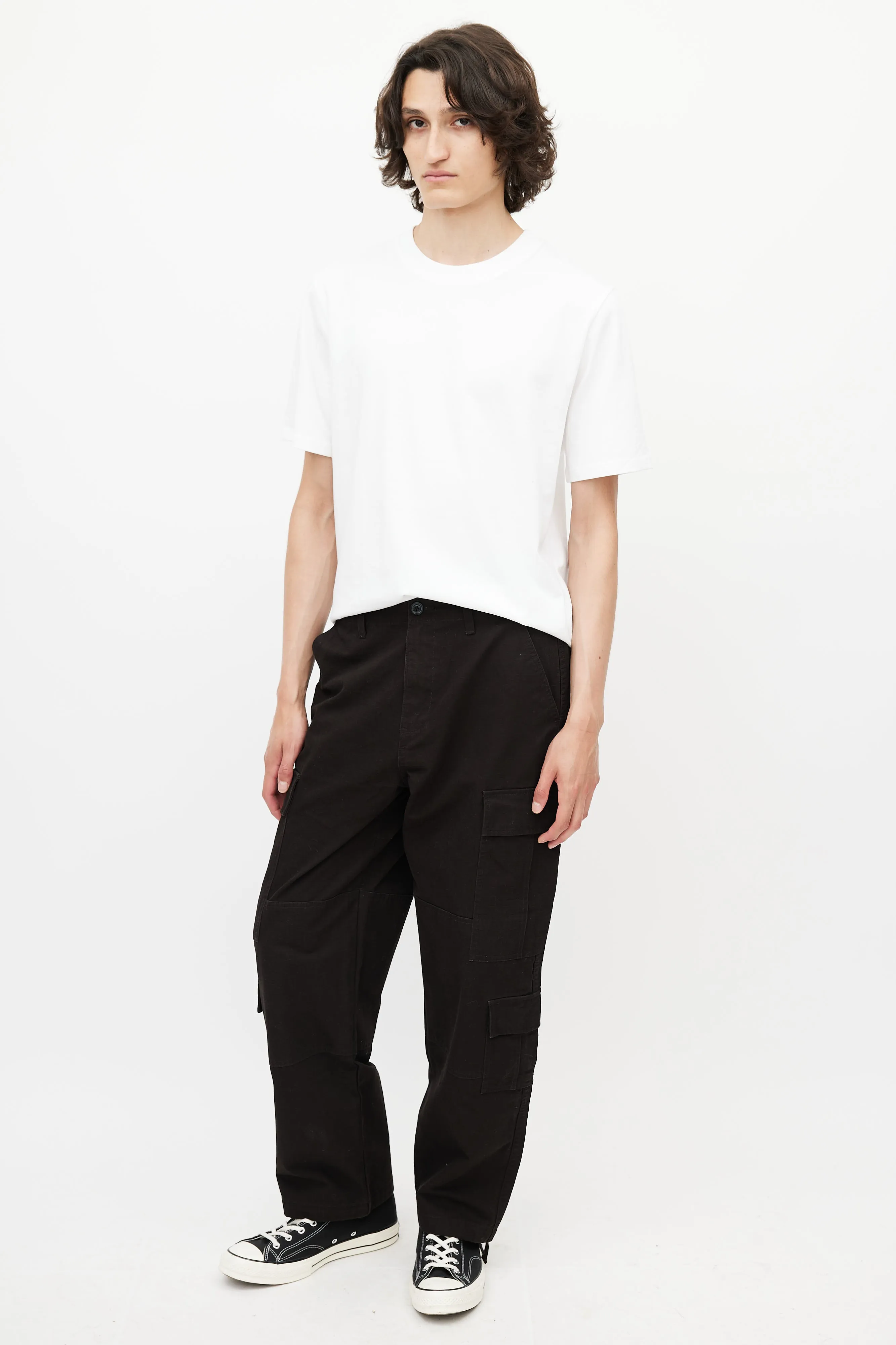 Black Ripstop Wide Leg Cargo Pant