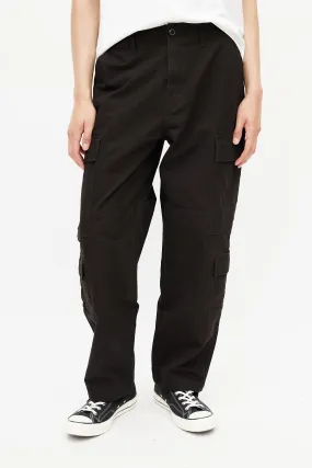 Black Ripstop Wide Leg Cargo Pant