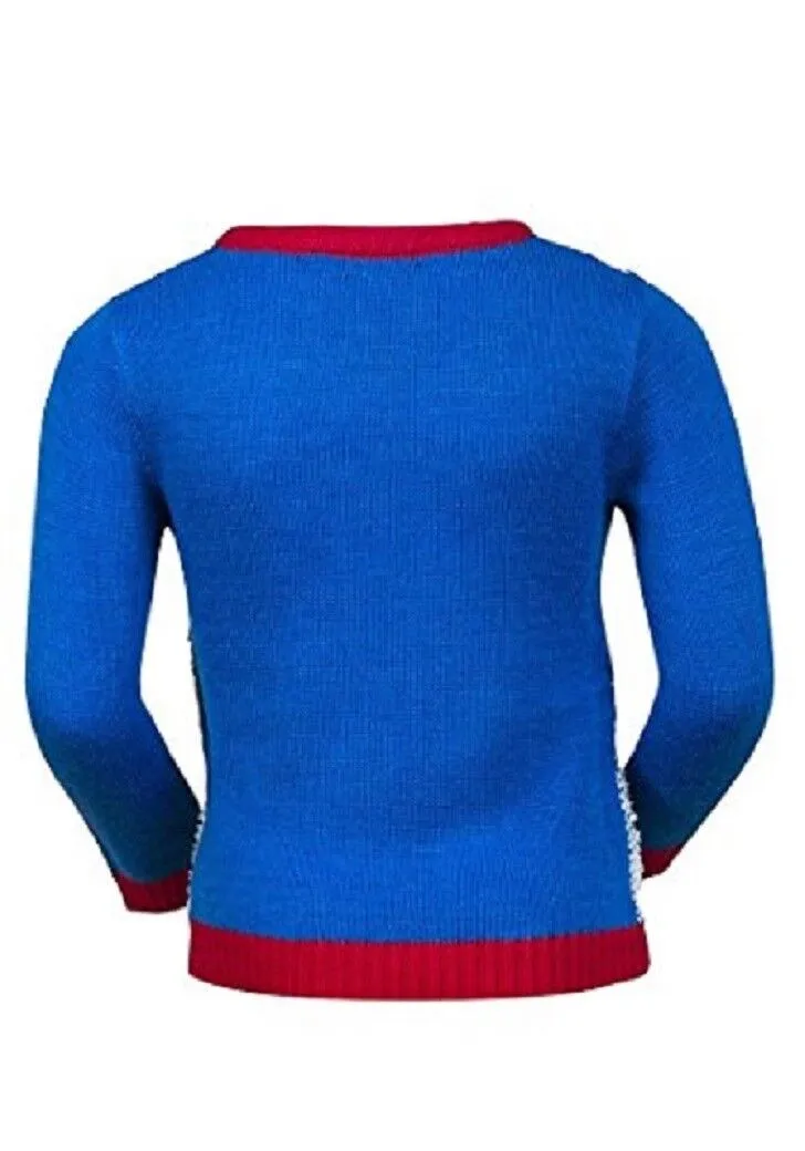 Blue Christmas Squeaky Novelty Penguin Soft Knit Longsleeve Jumper.