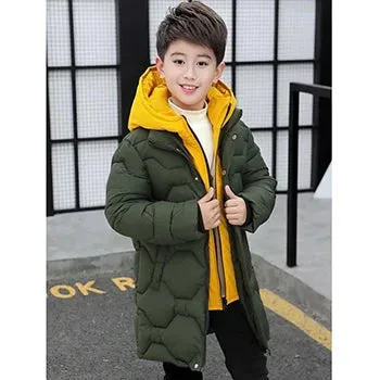 Boys Jacket Autumn Winter Thicken Warm Jackets Long Style Zipper