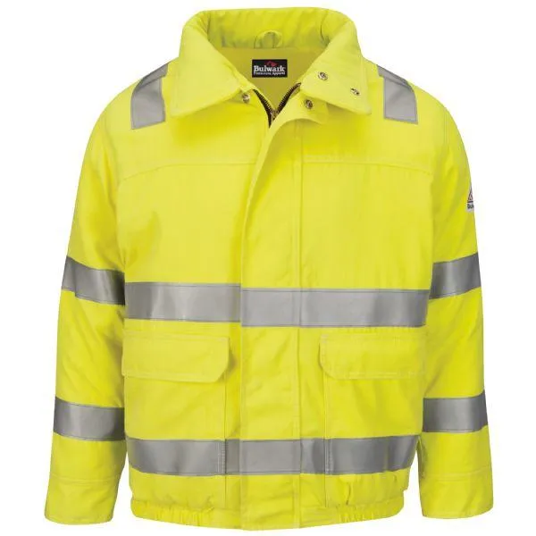 Bulwark Men's Long HI VIS Lined Bomber Jacket With Reflective Trim - Cooltouch2