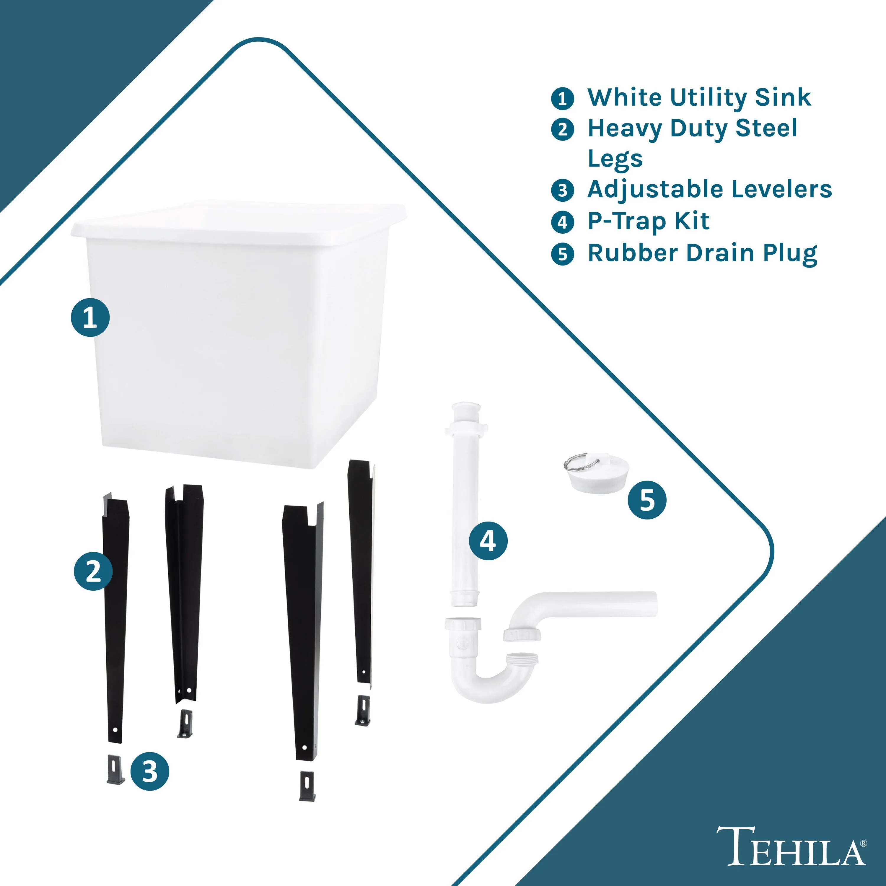 Cambridge Resources White Freestanding Utility Tub with Drain