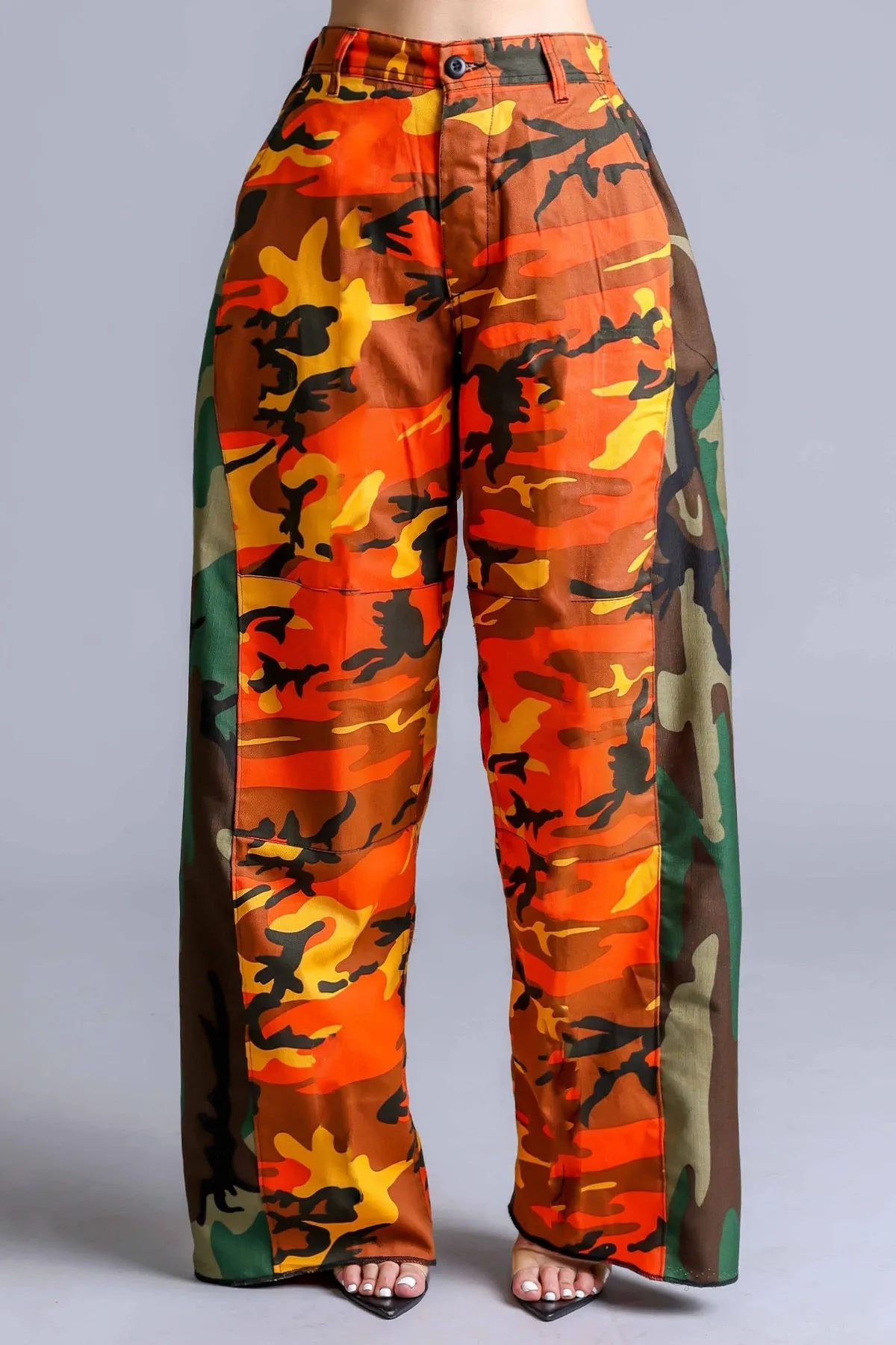 CAMO WIDE LEG CARGO PANT