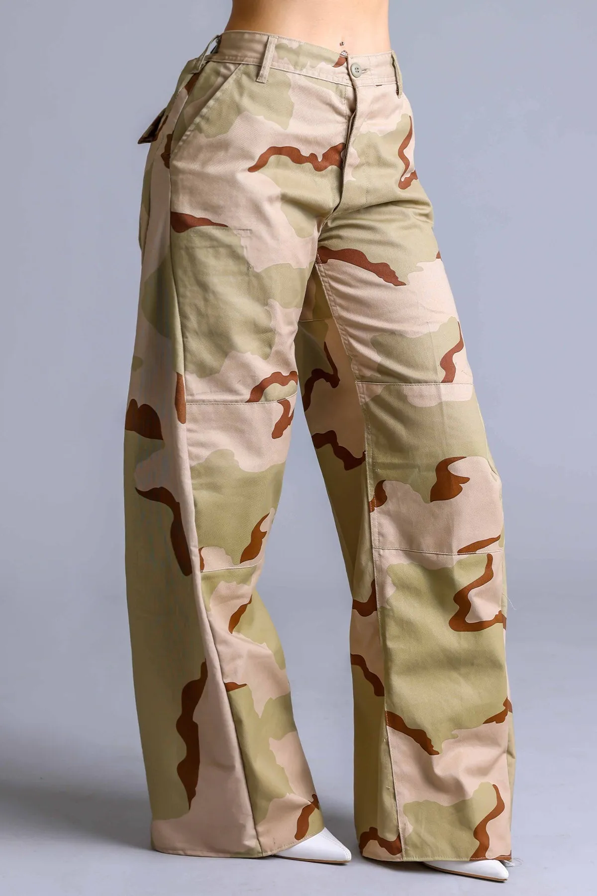 CAMO WIDE LEG CARGO PANT