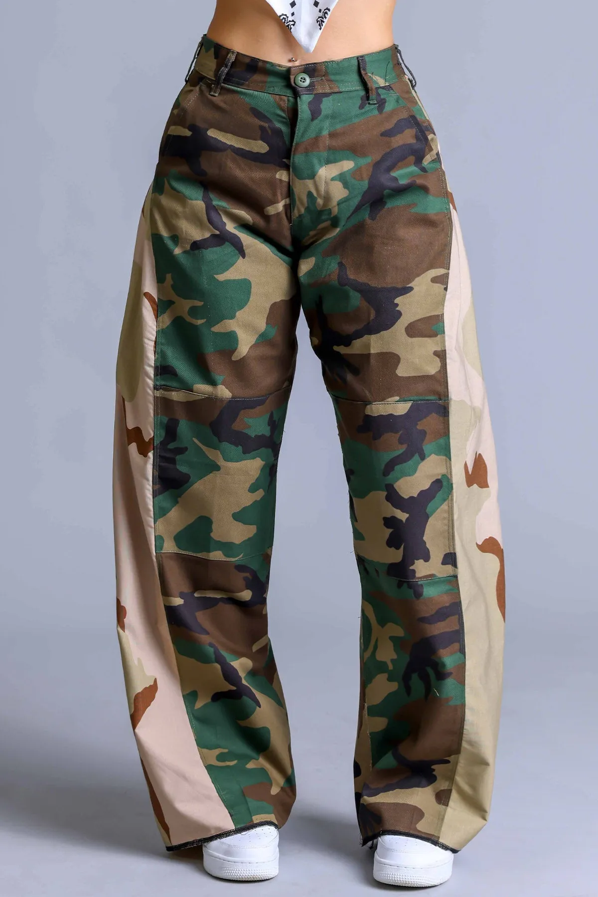 CAMO WIDE LEG CARGO PANT