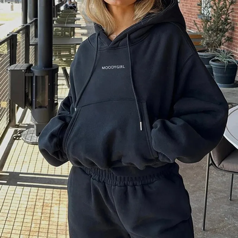 Casual Loose Basic Hooded Pockets Pullover Top