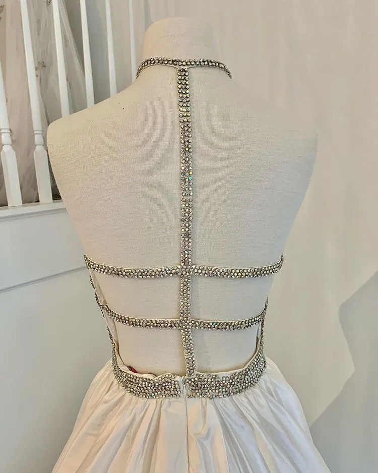 Chic Beautiful Long A Line Ivory Satin Beading Prom Dresses Elegant Event Dresses Y0316