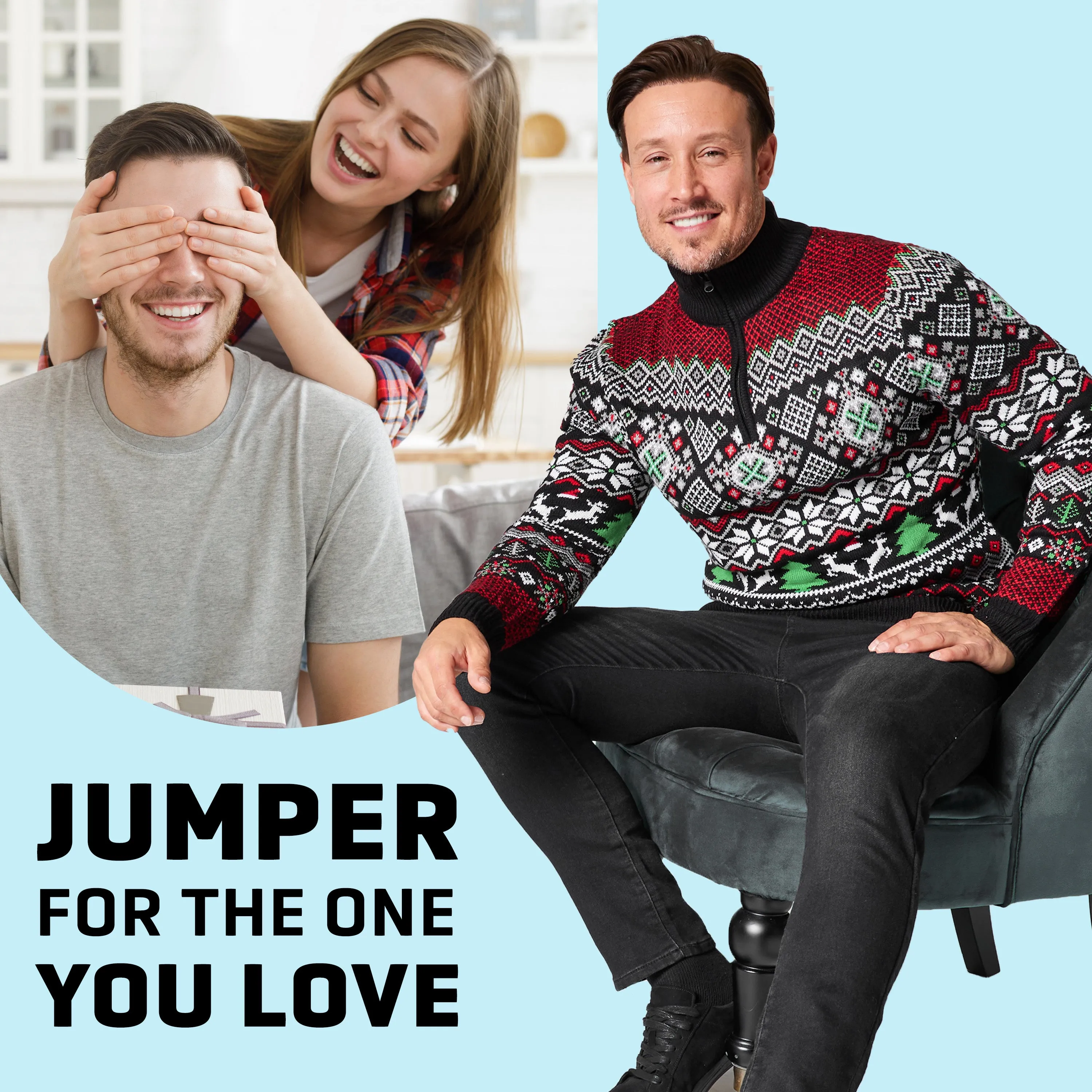 Christmas Jumpers for Men - Black/Multi