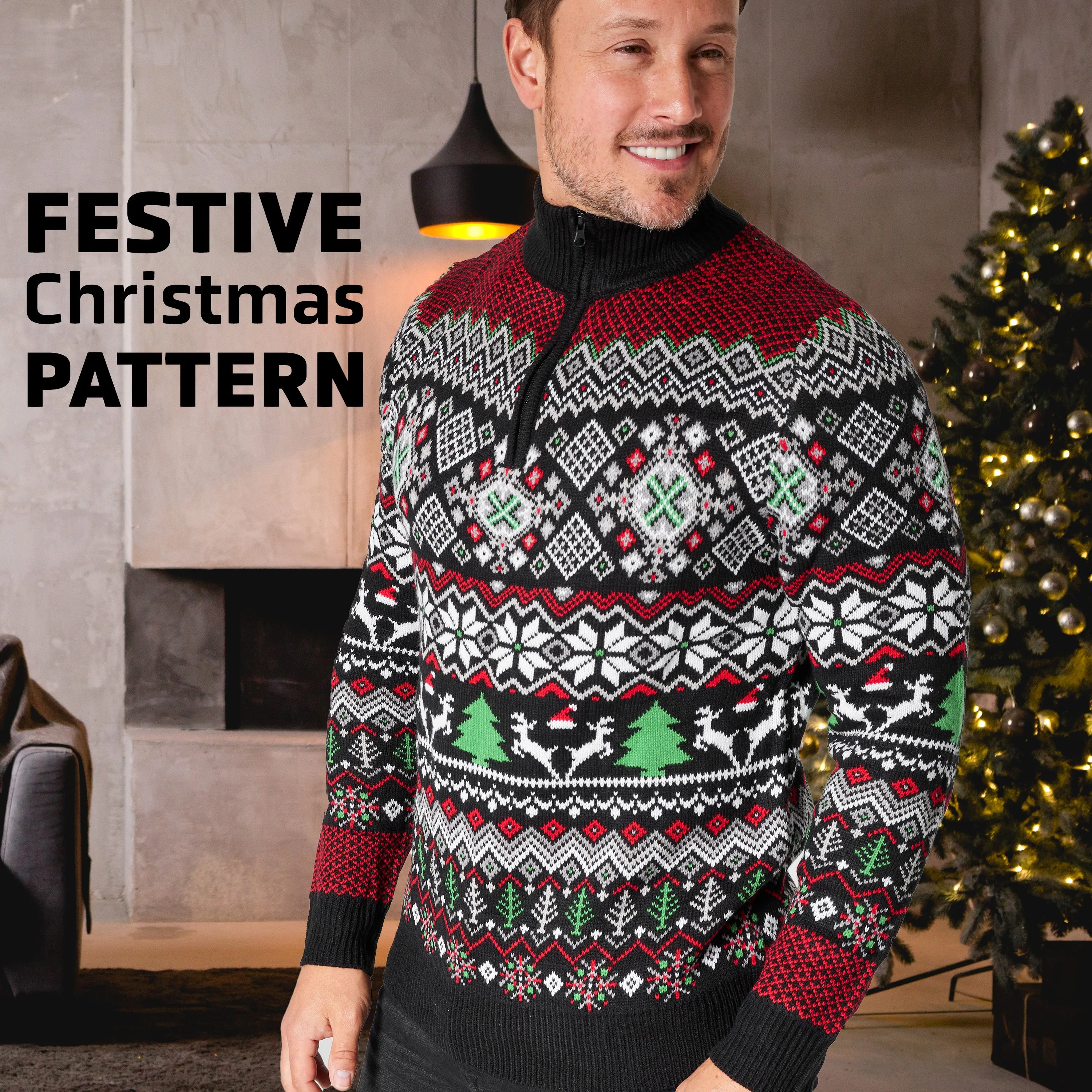 Christmas Jumpers for Men - Black/Multi