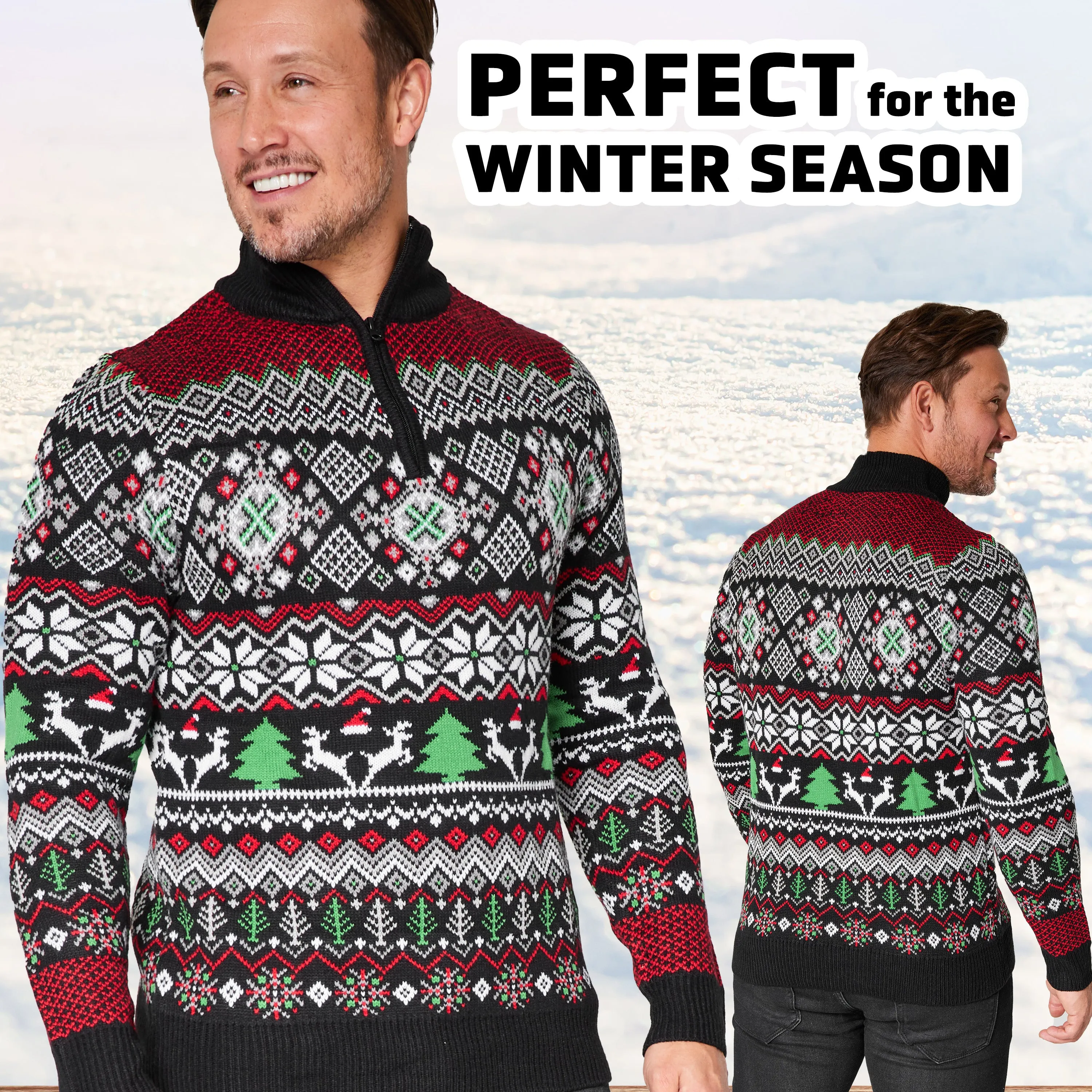 Christmas Jumpers for Men - Black/Multi
