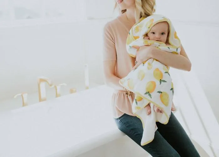 Cotton Hooded Towel   Washcloth Set - Lemon by Little Unicorn