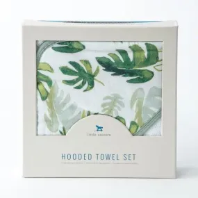 Cotton Hooded Towel   Washcloth Set - Tropical Leaf by Little Unicorn