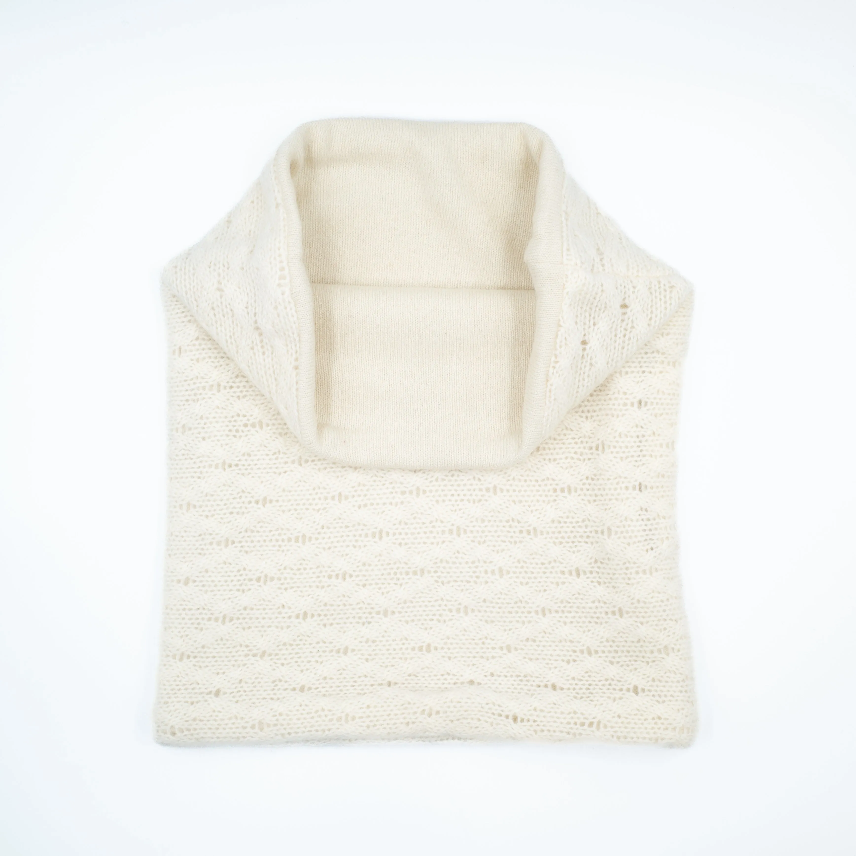 Cream Knitted Patterned Luxury Double Layered Snood
