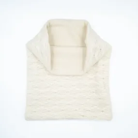 Cream Knitted Patterned Luxury Double Layered Snood