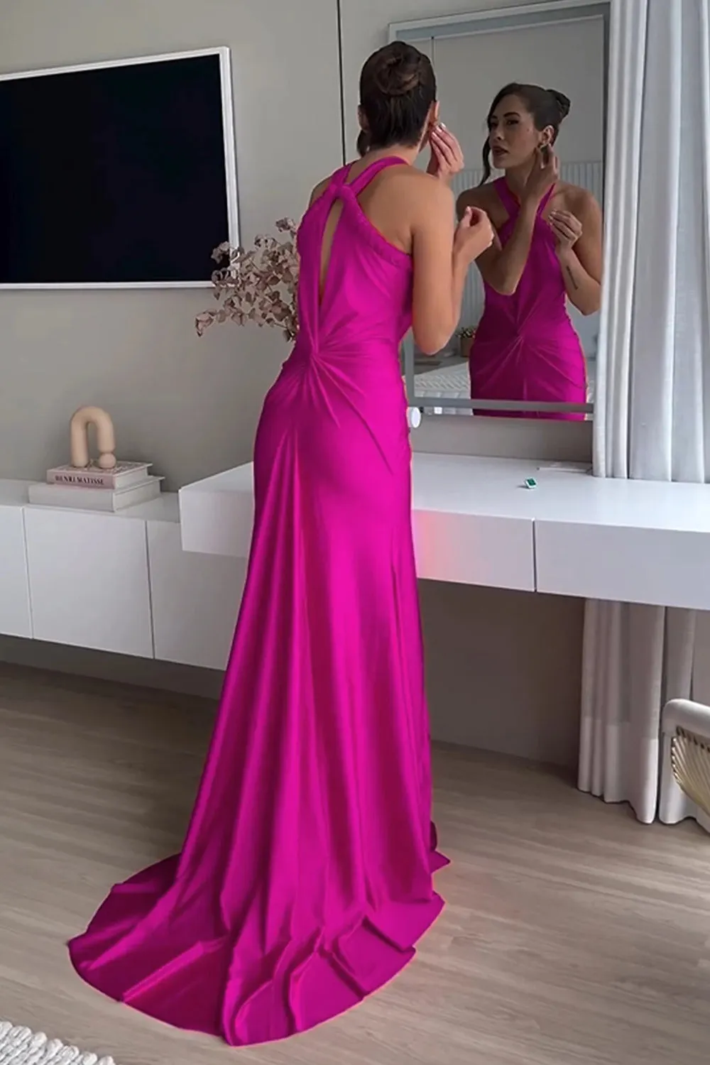 Cross Cut Out Maxi Dress in Pink