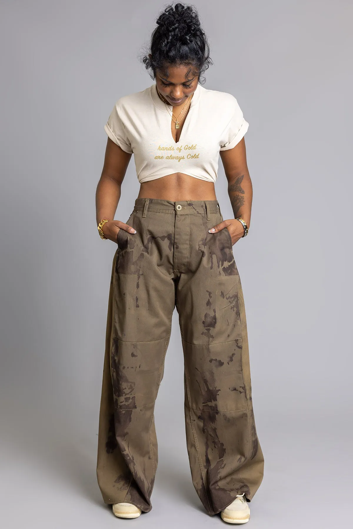 DYED WIDE LEG CARGO PANT