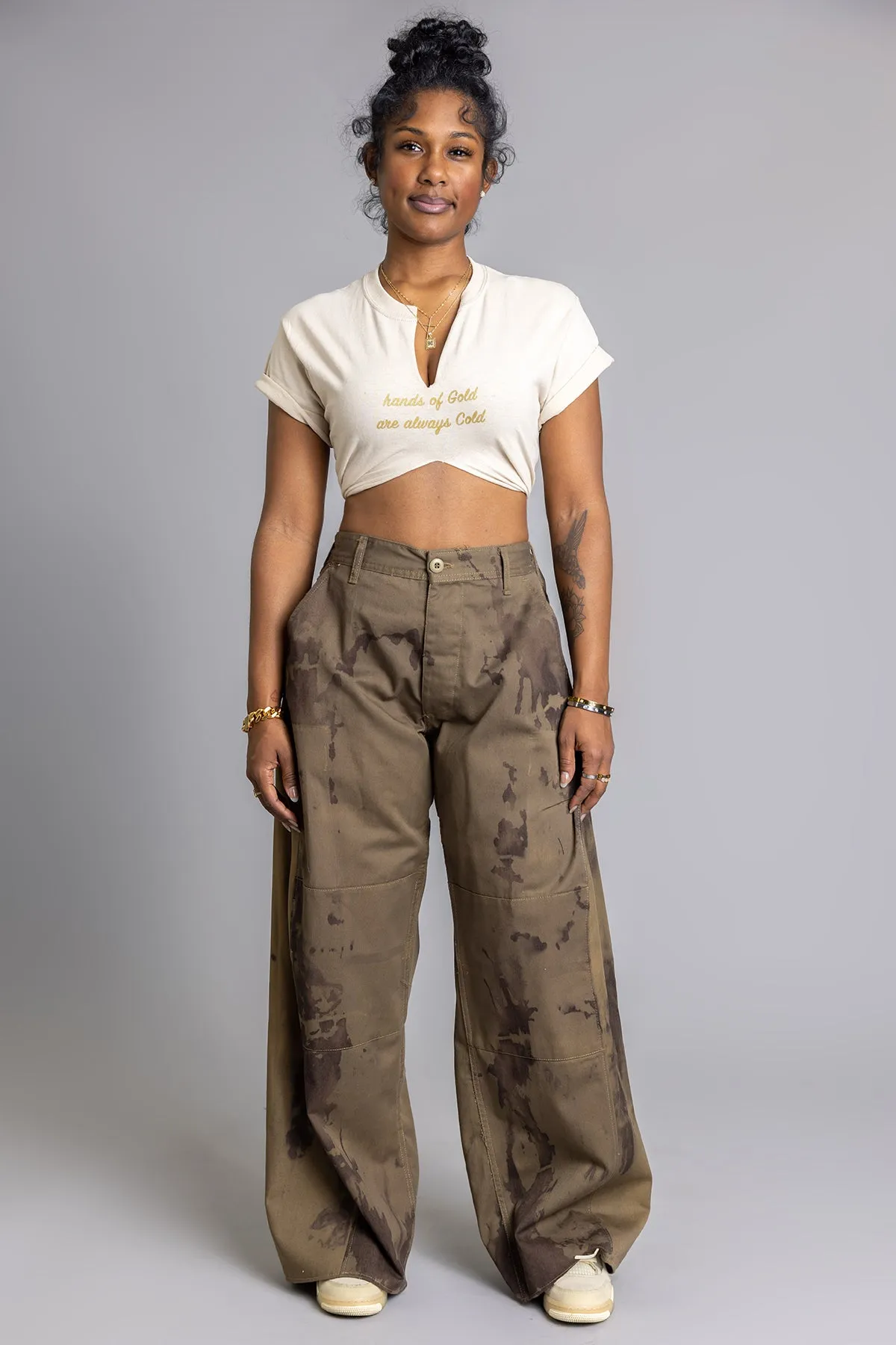 DYED WIDE LEG CARGO PANT