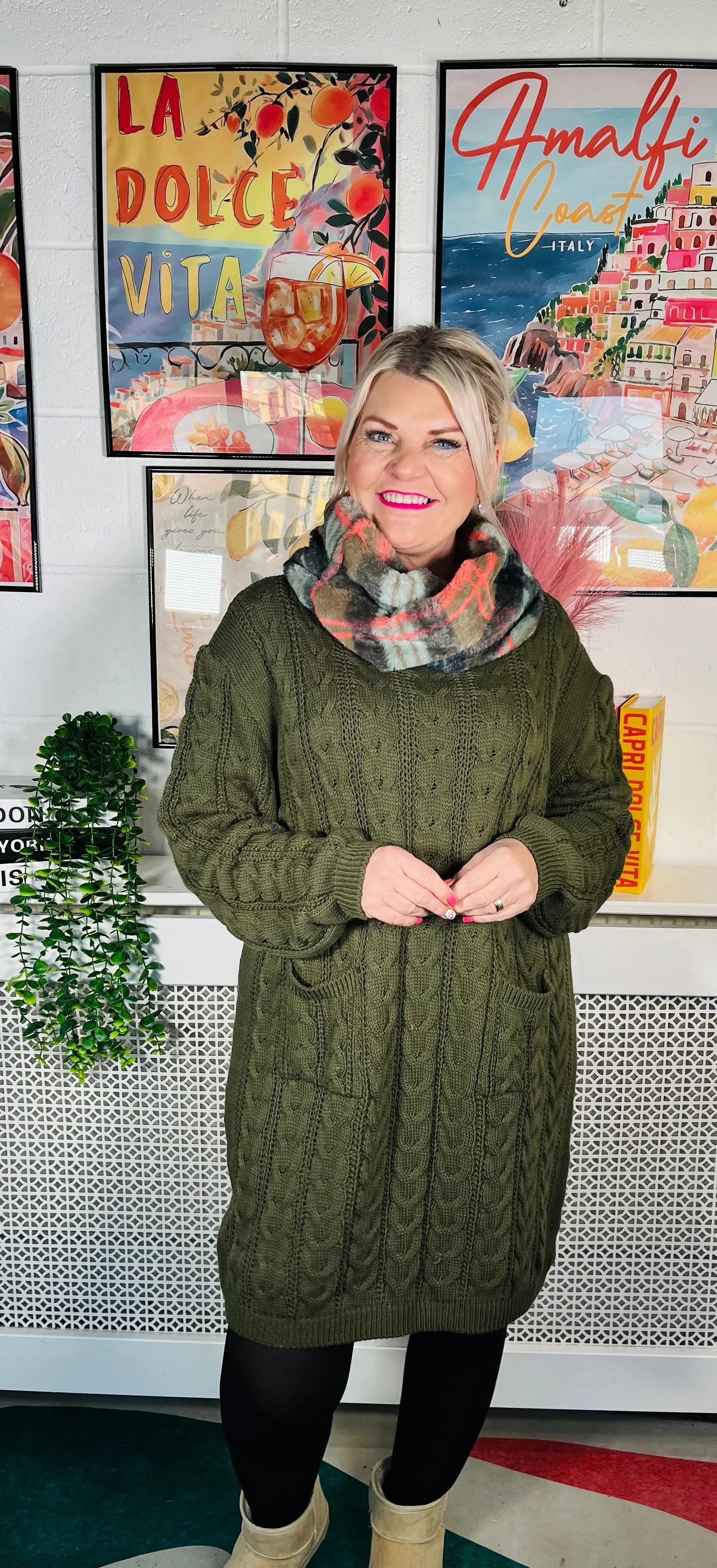 Edinburgh Knitted Dress - Khaki